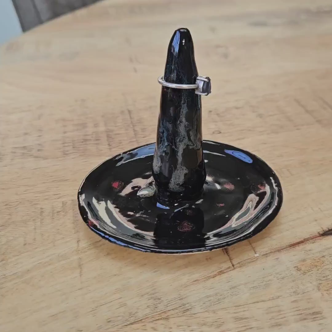 Cone Nebula Ceramic Ring Keeper – Cosmic Guardian of Adornments, Ø7×10 cm by Red Raven Pottery