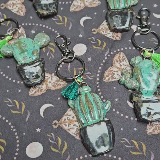 Pocket Prickle Keychains – Whimsical Cactus Ceramic Charms, 2 x 4 cm