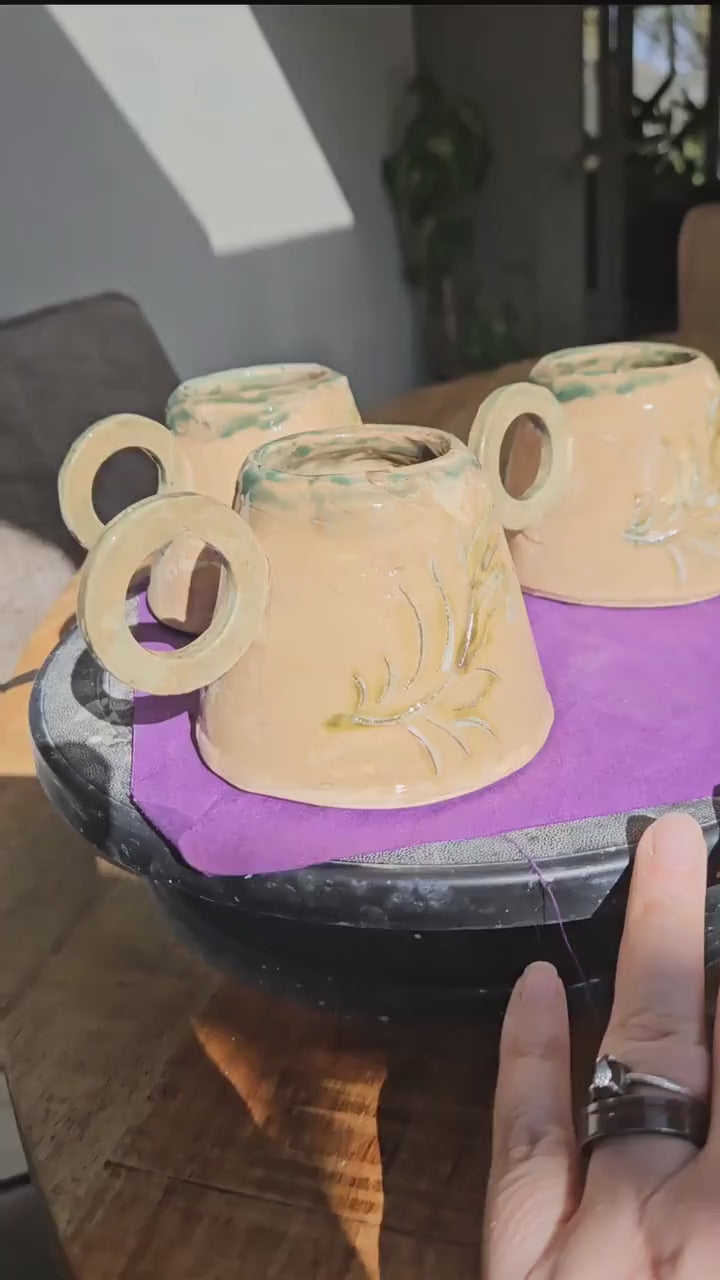 Handmade green branch Teacup