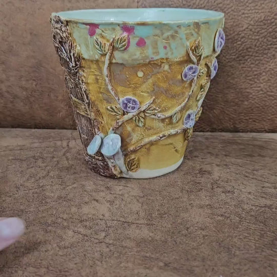 Enchanted Passage Ceramic Planter – Woodland Threshold Vessel, Ø13×14 cm by Red Raven Pottery