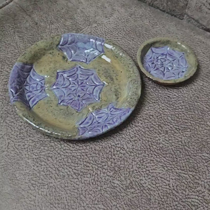 Twilight Threads Ceramic Trinket Dish – Webbed Jewelry Catchall, various sizes by Red Raven Pottery