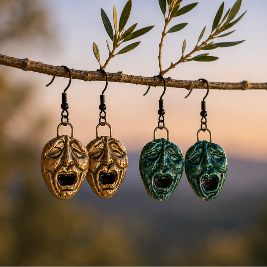 Primal Scream Ceramic Earrings – Untamed Ceramic Charms, 2 × 1.7 cm by Red Raven Pottery