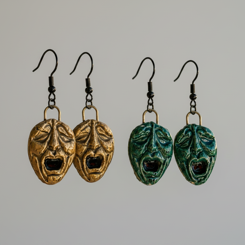 Primal Scream Ceramic Earrings – Untamed Ceramic Charms, 2 × 1.7 cm by Red Raven Pottery