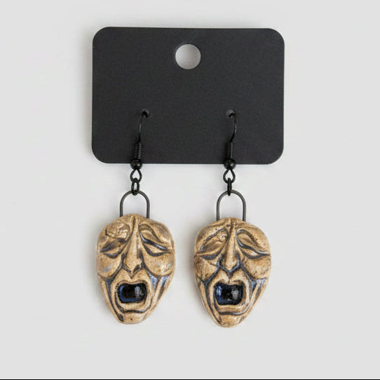 Primal Scream Ceramic Earrings – Untamed Ceramic Charms, 2 × 1.7 cm by Red Raven Pottery