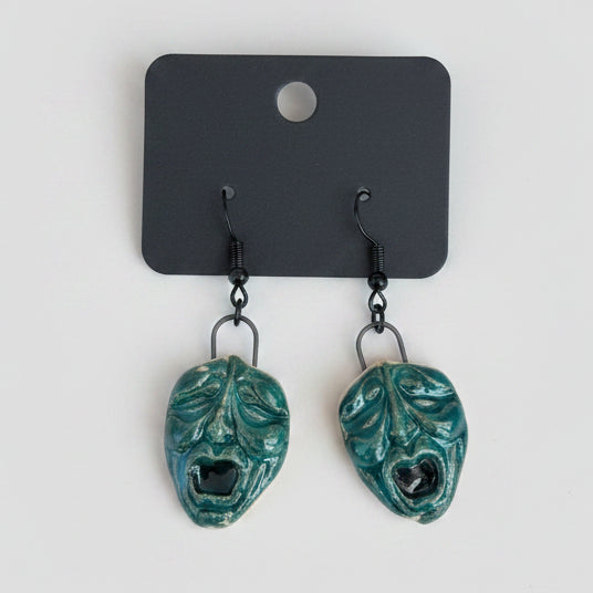 Primal Scream Ceramic Earrings – Untamed Ceramic Charms, 2 × 1.7 cm by Red Raven Pottery