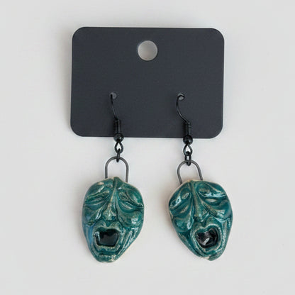 Primal Scream Ceramic Earrings – Untamed Ceramic Charms, 2 × 1.7 cm by Red Raven Pottery