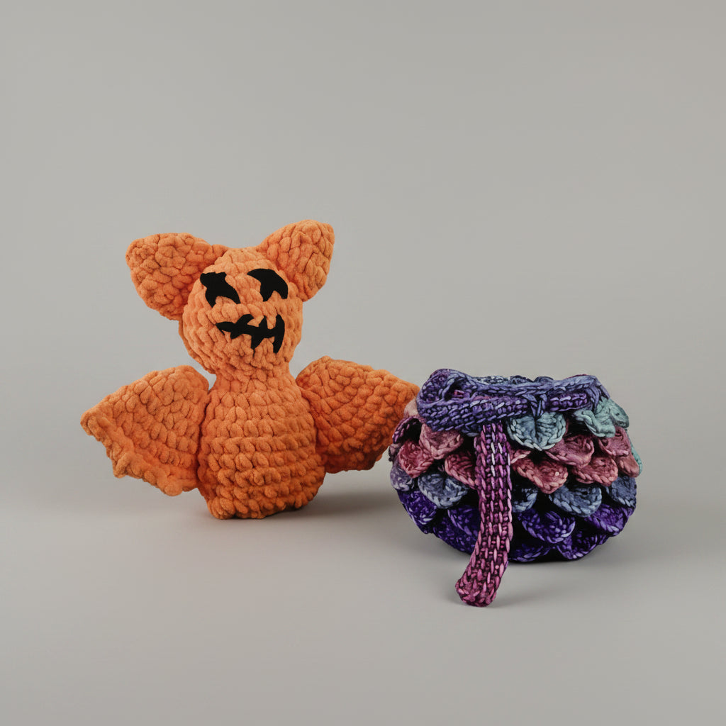 Pumpkinling Hatch Crochet Set – Jack-O'-Bat Scale Pouch, 18 cm by Hook & Hex
