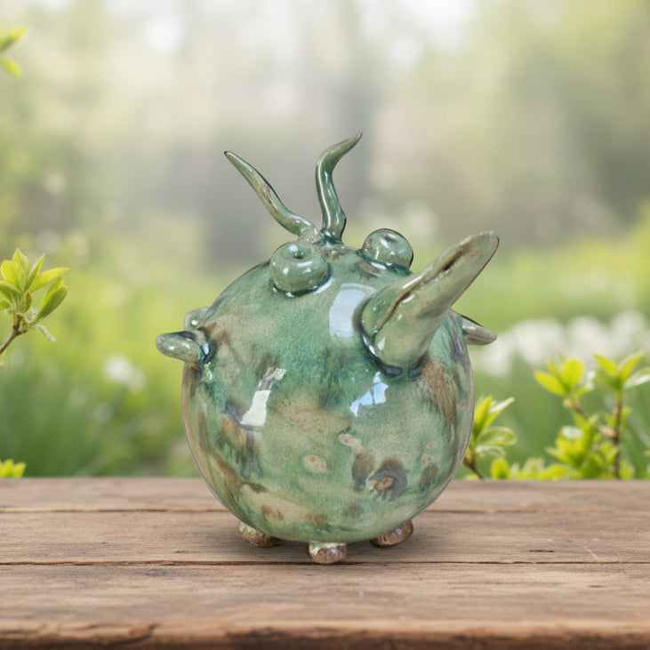 Quirky Ceramic Bird Figurine – Playful Lightness In Clay, Ø8×6 cm by Red Raven Pottery