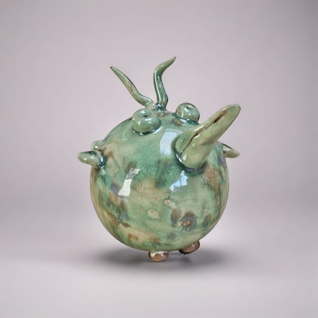 Quirky Ceramic Bird Figurine – Playful Lightness In Clay, Ø8×6 cm by Red Raven Pottery