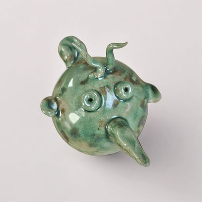 Quirky Ceramic Bird Figurine – Playful Lightness In Clay, Ø8×6 cm by Red Raven Pottery