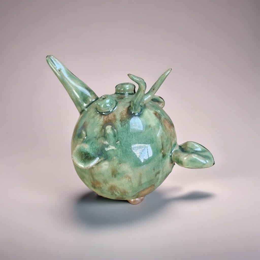 Quirky Ceramic Bird Figurine – Playful Lightness In Clay, Ø8×6 cm by Red Raven Pottery