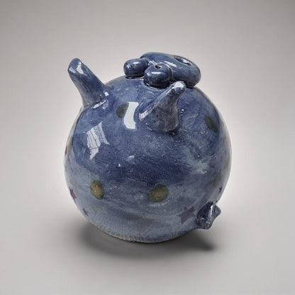 Quirky Ceramic Pig Figurine – Blue Moon Abundance Companion, Ø 8 × 7 cm by Red Raven Pottery