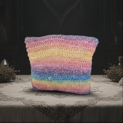 Rainbow Current Crochet Cushion – Pulse of Color and Joy, 32×32 cm by Hook & Hex