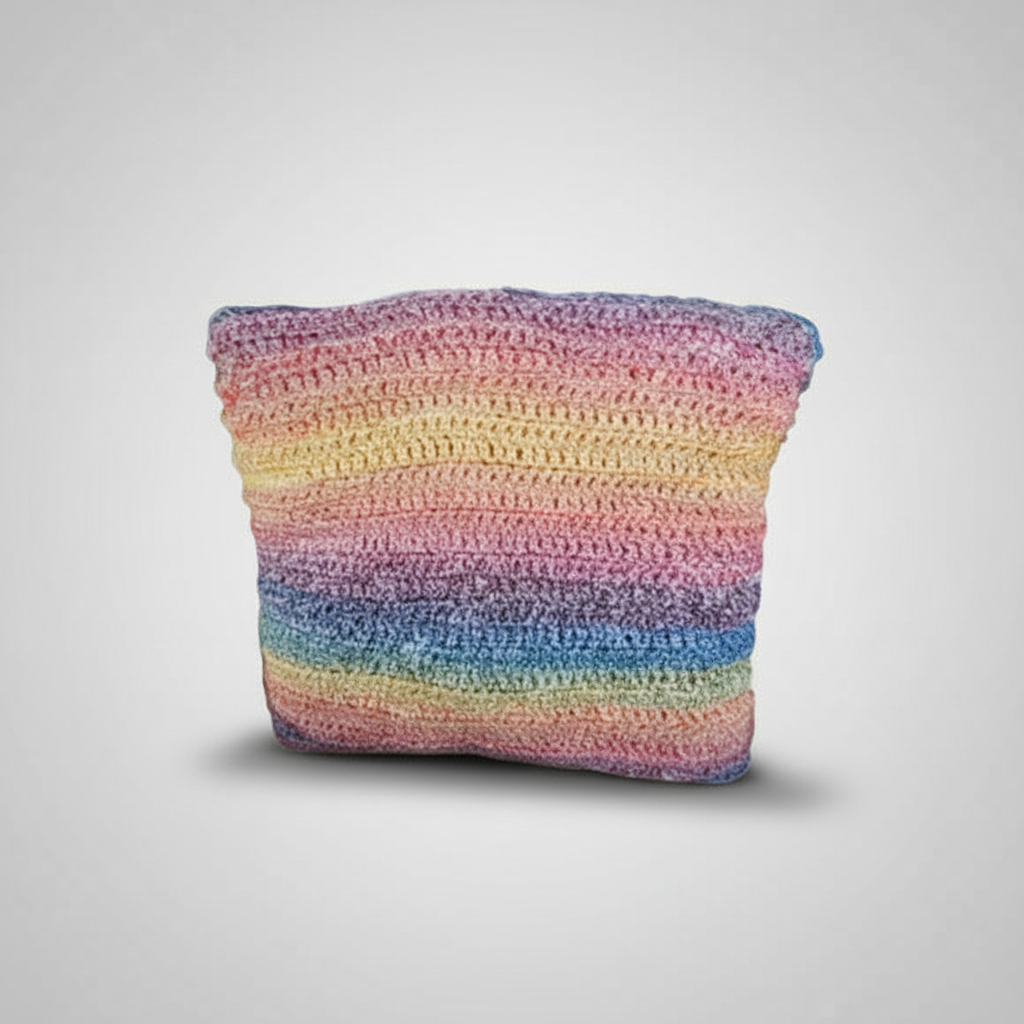 Rainbow Current Crochet Cushion – Pulse of Color and Joy, 32×32 cm by Hook & Hex