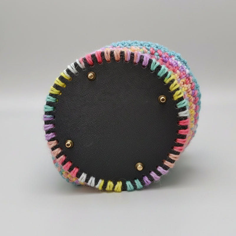 Rainbow Current Shoulder Bag – Hand-Crocheted Boho Stripe Accessory, 24 × 15 cm by Hook & Hex
