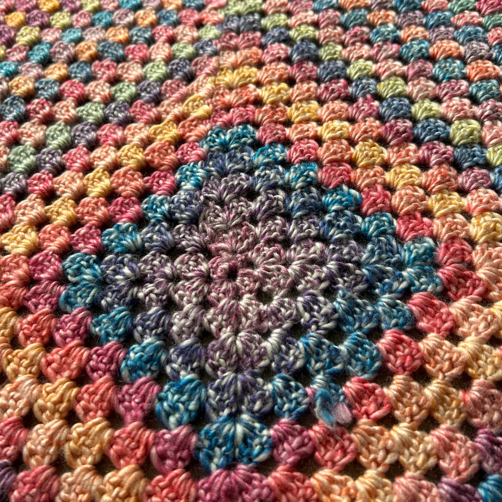 Rainbow Vibes Crochet Blanket – Joyful Granny Square Throw, 68 × 72 cm by Hook & Hex