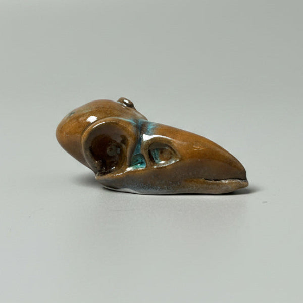 Raven Skull Pocket Talisman – Ceramic Relic of Dark Wisdom, 5×2×1.5 cm by Red Raven Pottery