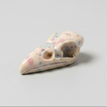 Raven Skull Pocket Talisman – Ceramic Relic of Dark Wisdom, 5×2×1.5 cm by Red Raven Pottery