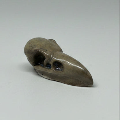 Raven Skull Pocket Talisman – Ceramic Relic of Dark Wisdom, 5×2×1.5 cm by Red Raven Pottery