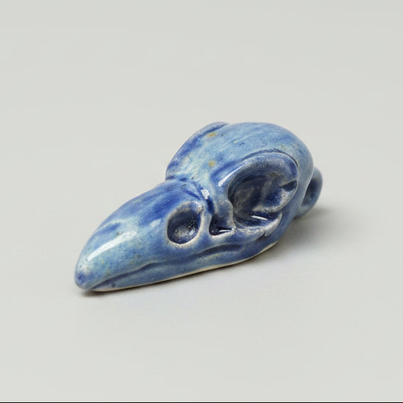 Raven Skull Pocket Talisman – Ceramic Relic of Dark Wisdom, 5×2×1.5 cm by Red Raven Pottery