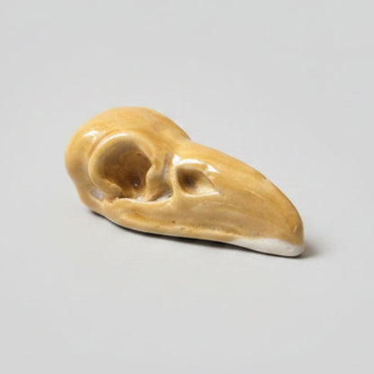 Raven Skull Pocket Talisman – Ceramic Relic of Dark Wisdom, 5×2×1.5 cm by Red Raven Pottery