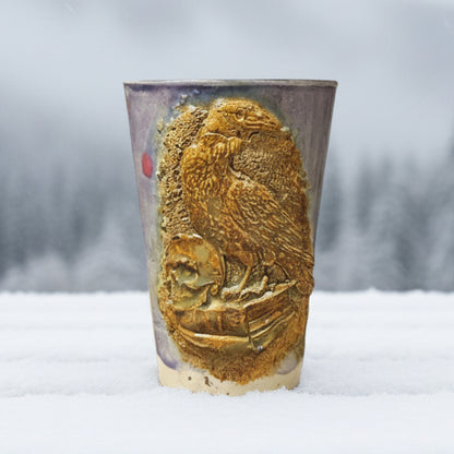 Raven Watch Ceramic Tumbler – Rosemoon Ritual Vessel, Ø8.5×12.5 cm by Red Raven Pottery