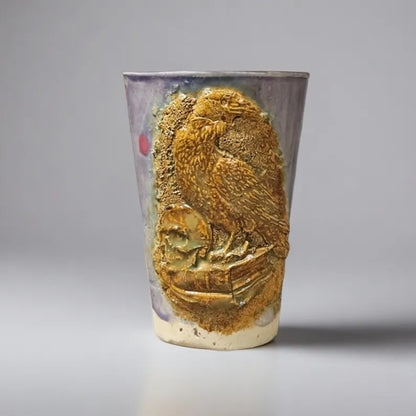 Raven Watch Ceramic Tumbler – Rosemoon Ritual Vessel, Ø8.5×12.5 cm