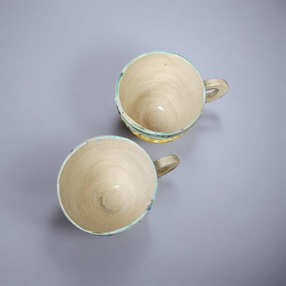 Reindeer & Pine Ceramic Coffee Cups – Set of 2 Playful Holiday Vessels, Ø8.5×7.5 cm by Red Raven Pottery