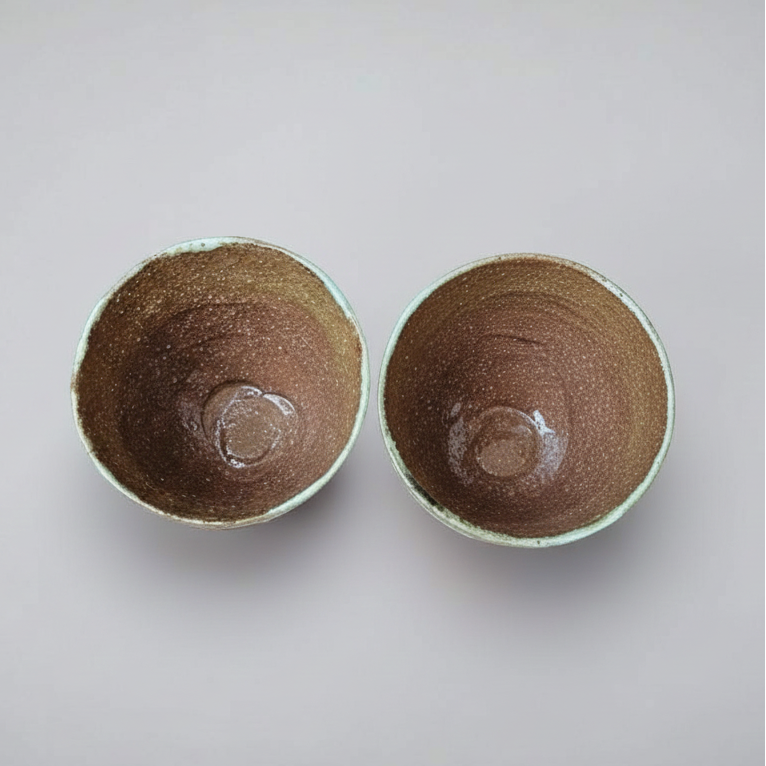 Reindeer & Pine Ceramic Planters – Set of 2 Hygge Terracotta Vessels, Ø8.5×7.5 cm by Red Raven Pottery