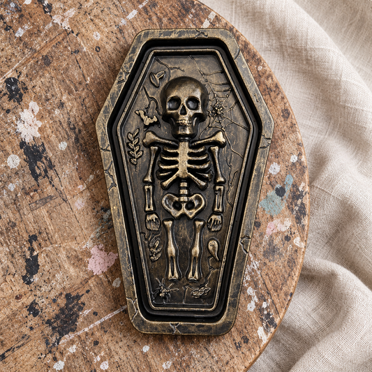 Rest in Pieces Handmade Plaster Wall Hanging – Gothic Coffin & Skeleton Ornament, 18 × 10.5 × 2.5 cm by Hook & Hex