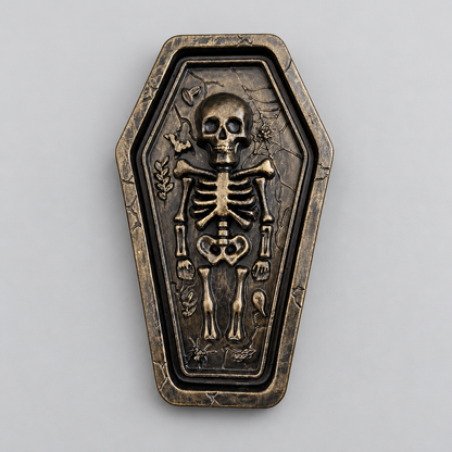 Rest in Pieces Handmade Plaster Wall Hanging – Gothic Coffin & Skeleton Ornament, 18 × 10.5 × 2.5 cm by Hook & Hex