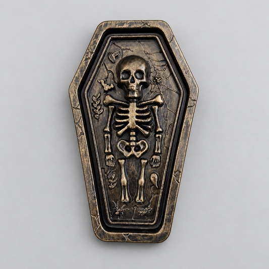 Rest in Pieces Handmade Plaster Wall Hanging – Gothic Coffin & Skeleton Ornament, 18 × 10.5 × 2.5 cm by Hook & Hex