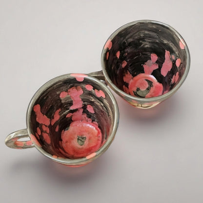 Ribcage Carnage Coffee Cup – Set of 2 Bonebound Contemplations, Ø8.5×7.5 cm by Red Raven Pottery