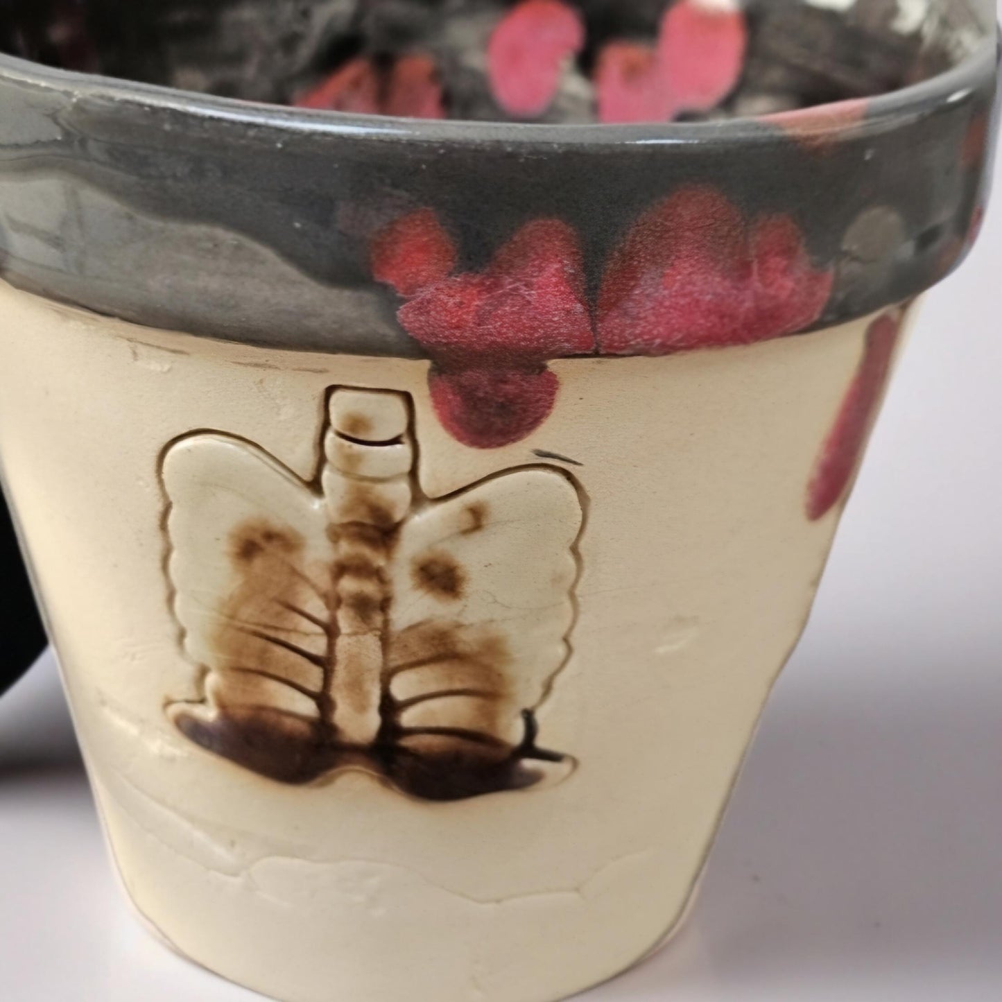 Ribcage Carnage Coffee Cup – Set of 2 Bonebound Contemplations, Ø8.5×7.5 cm by Red Raven Pottery
