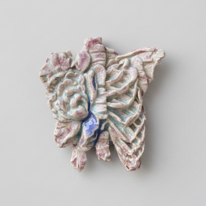 Ribcage Ceramic Magnet – Anatomical Gothic Ornament, 5 × 5 cm by Red Raven Pottery