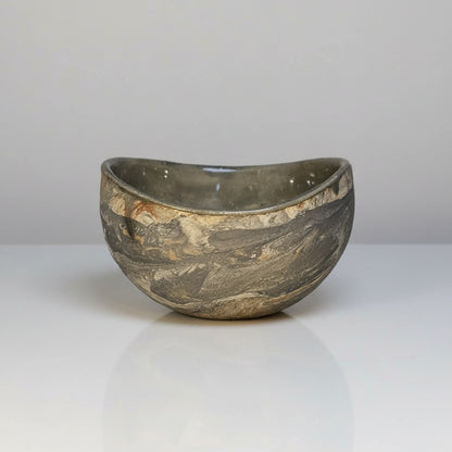 River Vein Ceramic Bowl – Marbled Earth in Quiet Motion, 12.5 × 9 x 5.5 cm by Red Raven Pottery
