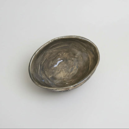 River Vein Ceramic Bowl – Marbled Earth in Quiet Motion, 12.5 × 9 x 5.5 cm by Red Raven Pottery