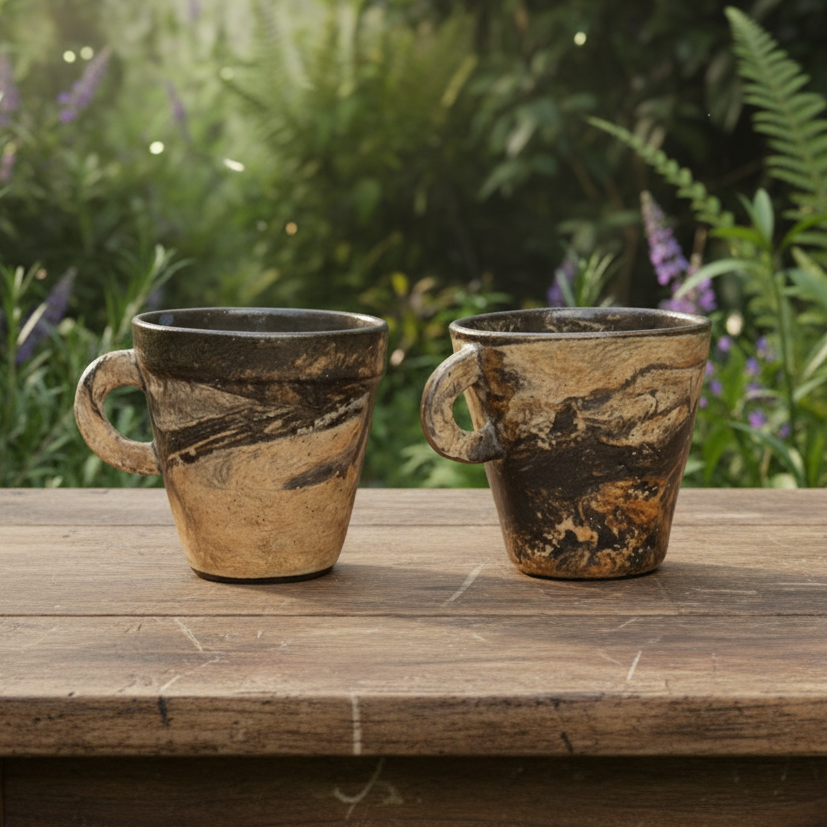 River Vein Ceramic Coffee Mug – Marbled Calm In Every Sip, in 2 designs by Red Raven Pottery