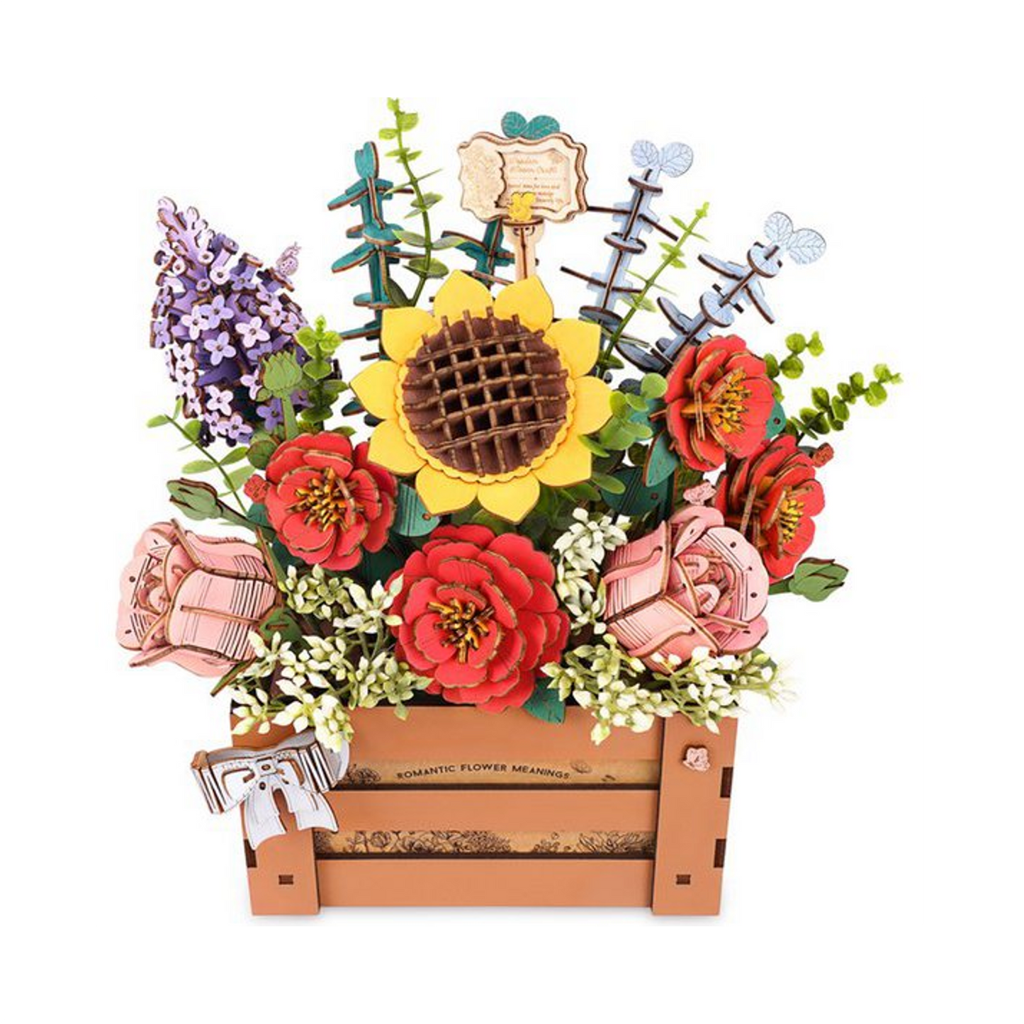 Bloom Box DIY Wooden Flower Kit – Forever Vibrant Floral Crate, 658 Pieces by Robotime