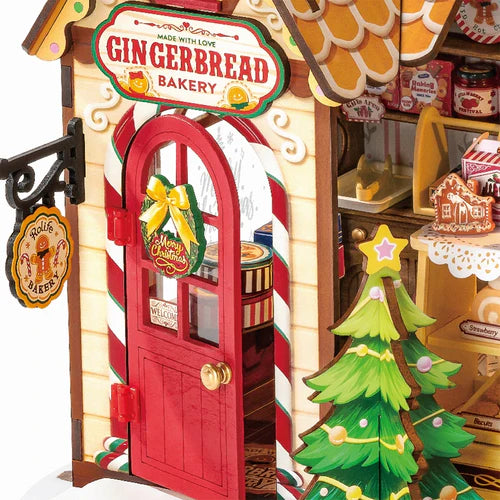 Gingerbread House DIY Wooden Miniature Kit – Cozy Christmas Cottage, 250 Pieces by Robotime