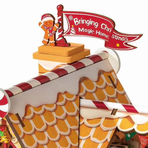 Gingerbread House DIY Wooden Miniature Kit – Cozy Christmas Cottage, 250 Pieces by Robotime