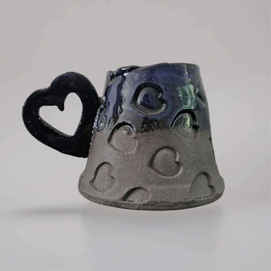 Romance Blossom Ceramic Coffee Cup – Morning Ritual Vessel, Ø 8 × 6 cm by Red Raven Pottery