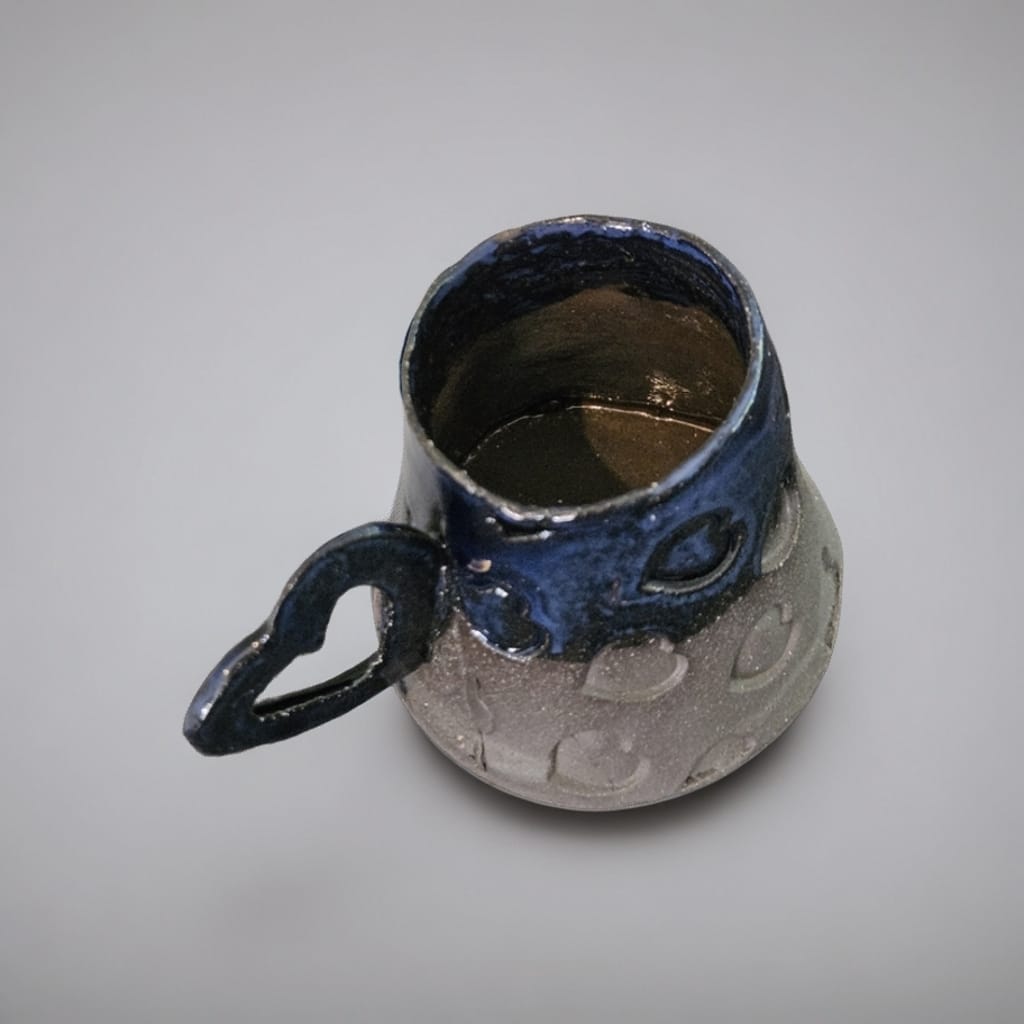 Romance Blossom Ceramic Coffee Cup – Morning Ritual Vessel, Ø 8 × 6 cm by Red Raven Pottery