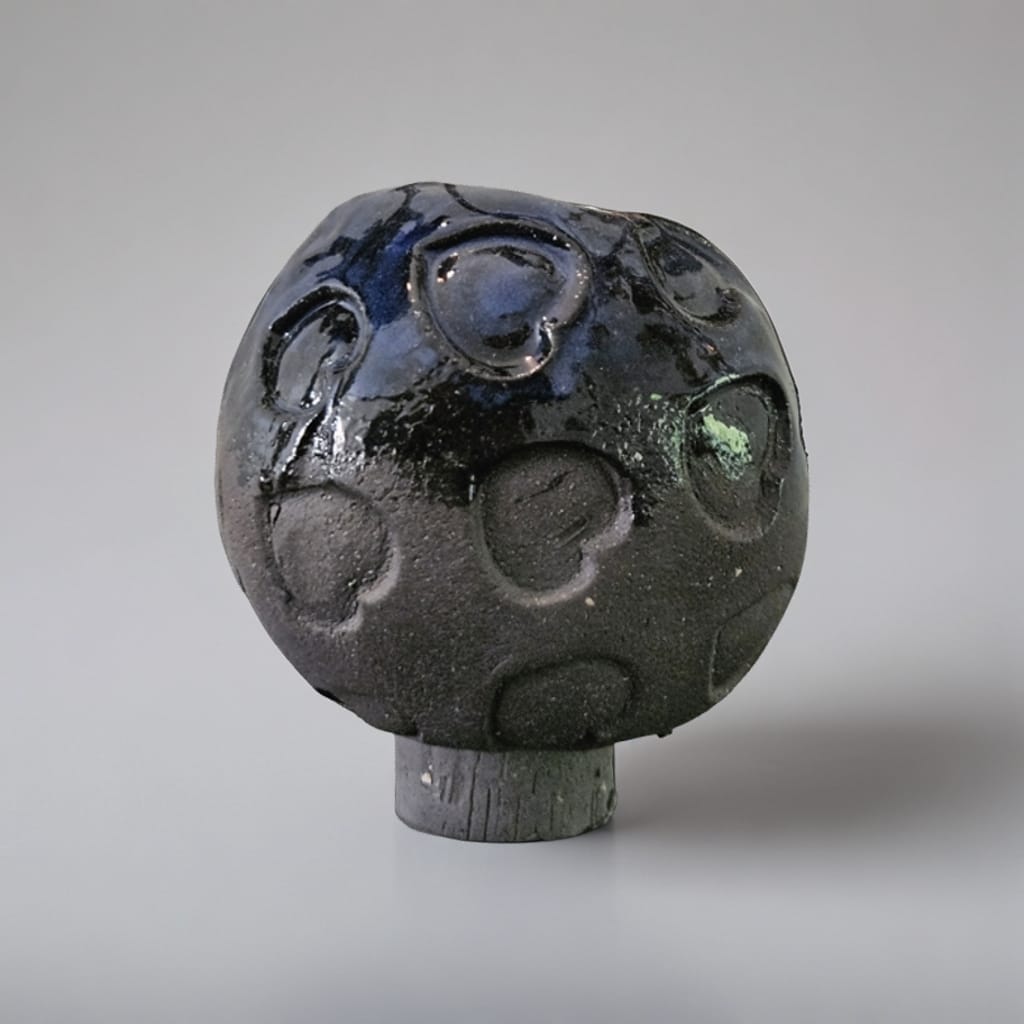 Romance Blossom Ceramic Sphere Planter – Heartfelt Plant Sanctuary, Ø 7 × 8 cm by Red Raven Pottery