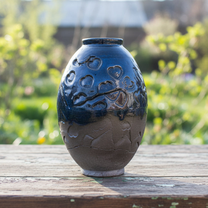 Romance Blossom Ceramic Vase – Soulful Sentiment Vessel, Ø 11 × 17 cm by Red Raven Pottery