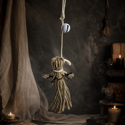 Rope Doll Talisman – Bell Charm for Home Protection, 12×6×2.5 cm by Hook & Hex