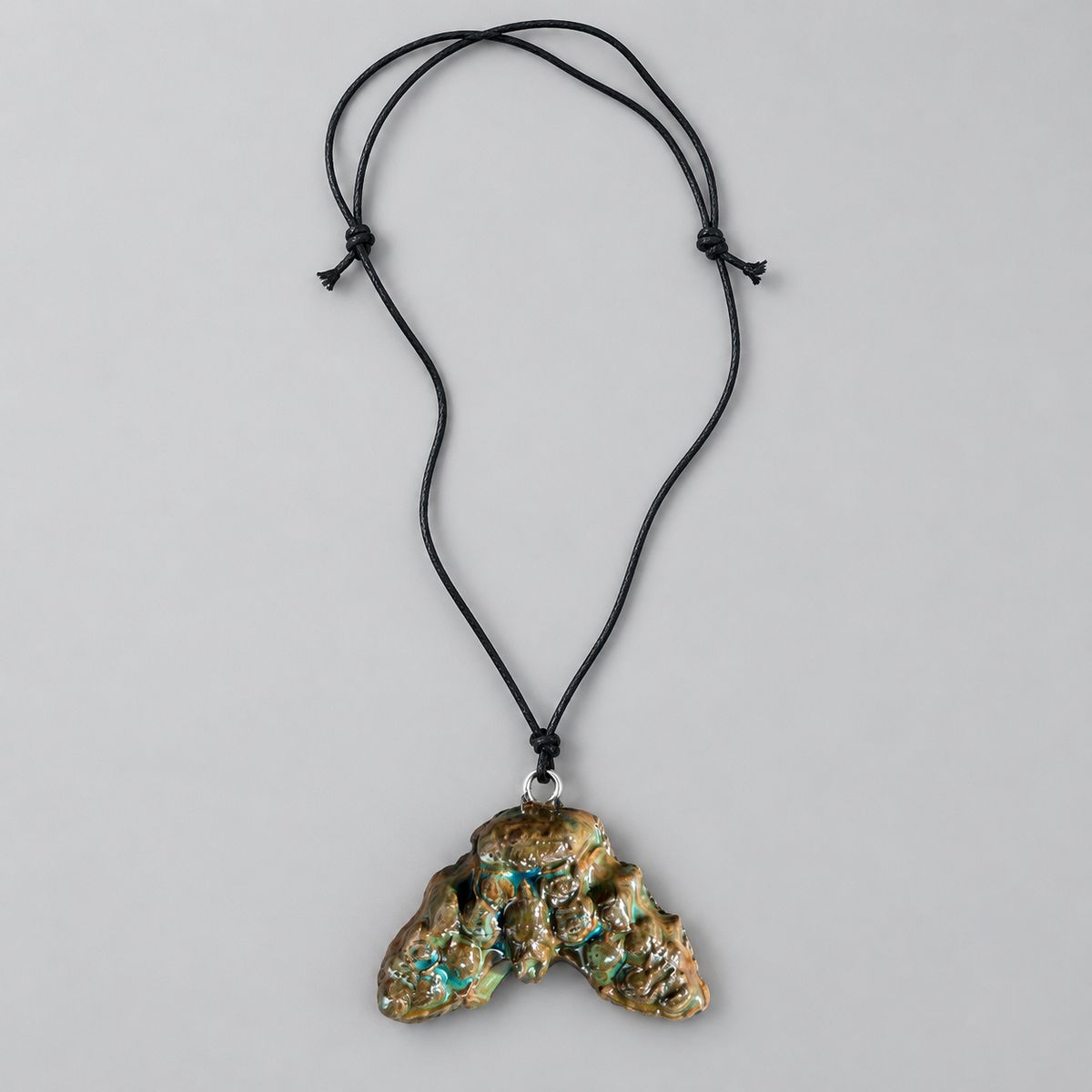 Rosewing Bat Handmade Ceramic Necklace – Gothic Floral Pendant, 7.5 × 4.5 × 1 cm by Red Raven Pottery