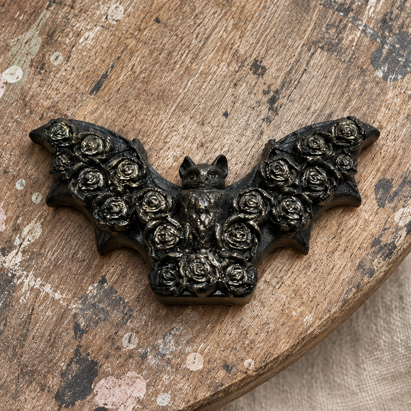 Rosewing Bat Handmade Plaster Fridge Magnet – Gothic Romance Studio Cast Ornament, 9 × 5.5 cm by Hook & Hex