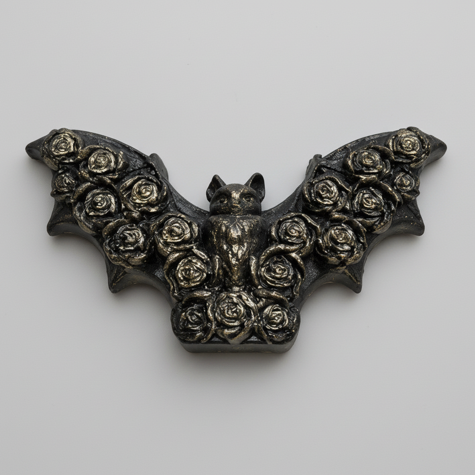 Rosewing Bat Handmade Plaster Fridge Magnet – Gothic Romance Studio Cast Ornament, 9 × 5.5 cm by Hook & Hex