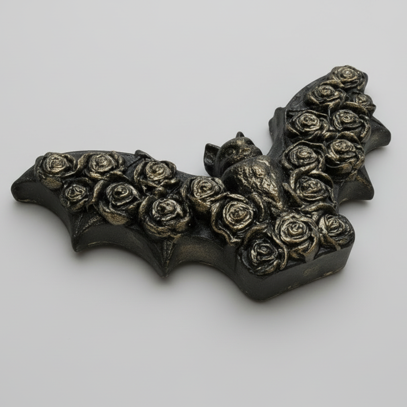 Rosewing Bat Handmade Plaster Fridge Magnet – Gothic Romance Studio Cast Ornament, 9 × 5.5 cm by Hook & Hex